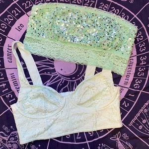 2 Pink bralettes Mint green Medium